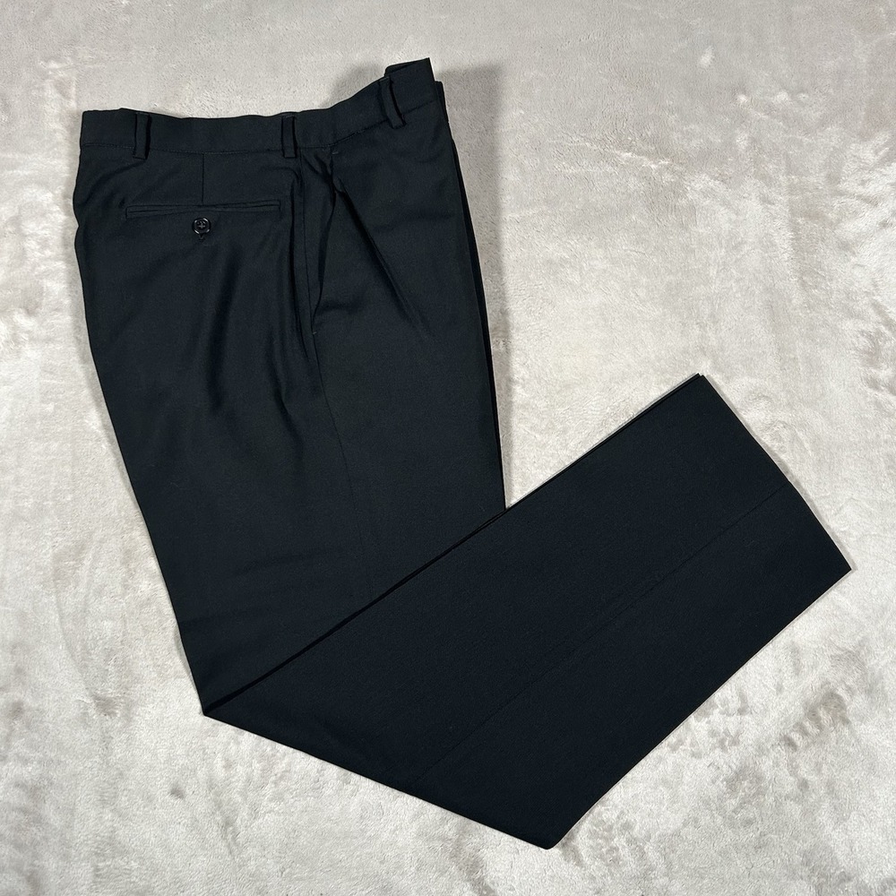 Vintage Versace Versus Dress Pants Mens 32x30 Black Pleated 100% Wool Made Italy